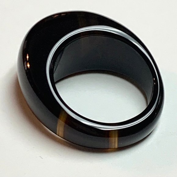 Brown Agate with Light Brown Strikes Polished Ring - Picture 5 of 8